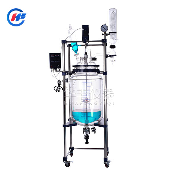 雙層玻璃反應釜可根據使用要求在常壓或負壓條件下攪拌